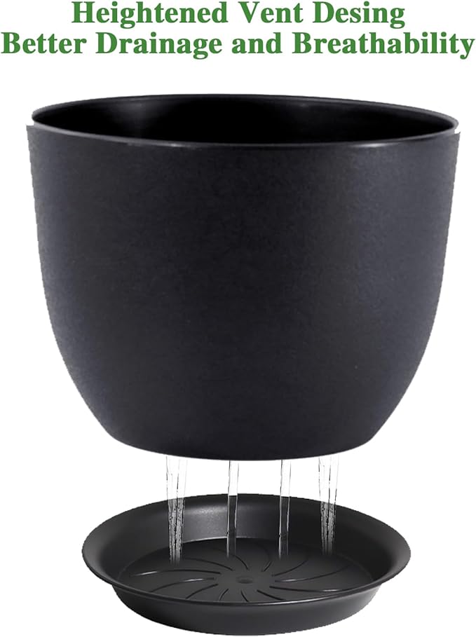 12inch Large Plant Pot, Modern Plastic Planter - Image 3