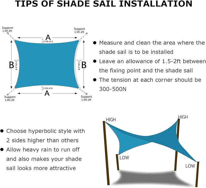 KANAGAWA 12'X22' Turquoise Mix Custom Size Sun Shade Sail Rectangle UV Block - Image 6