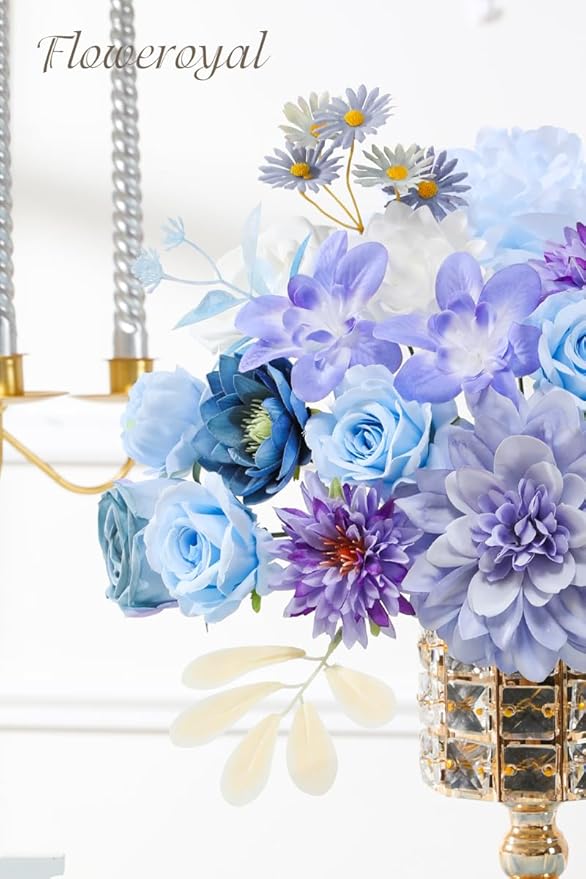 Artificial Flowers Purple Silk Flower Mix with Roses and Dahlias