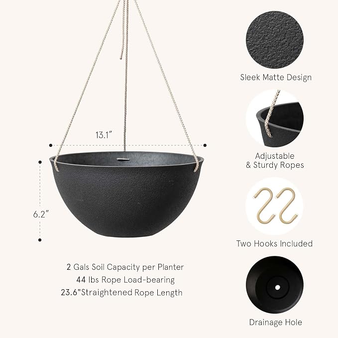 LA JOLIE MUSE Hanging Planters for Outdoor Plants, Large Hanging Planter - Image 2
