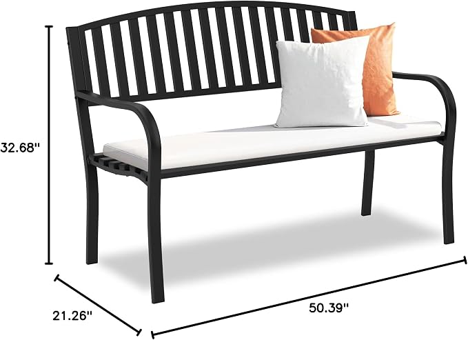 Outdoor Bench Garden Bench, Weatherproof Anti-Rust Heavy-Duty Outside Benches - Image 3