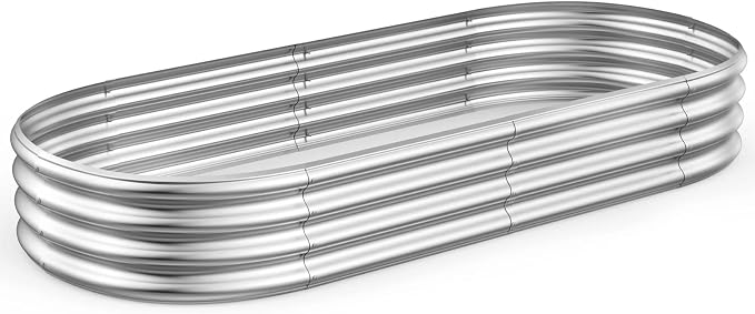 Raised Garden Bed 6.5ft Galvanized Planter Box Outdoor, Rot-Resistant Oval by RaisedGardenBed