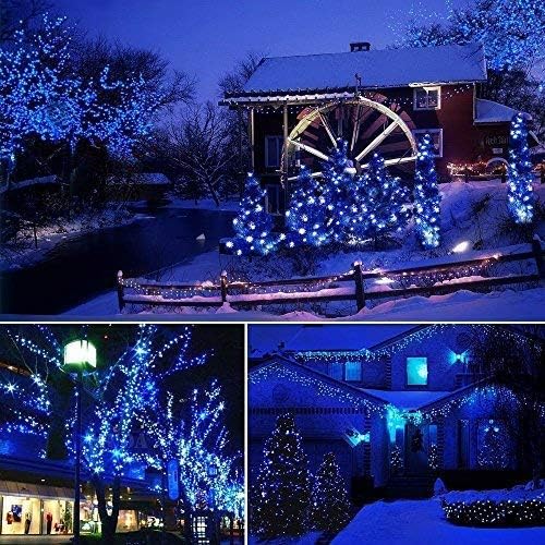 String Lights 72 ft Solar Powered Blue LED, 8 Modes, IP65 Waterproof