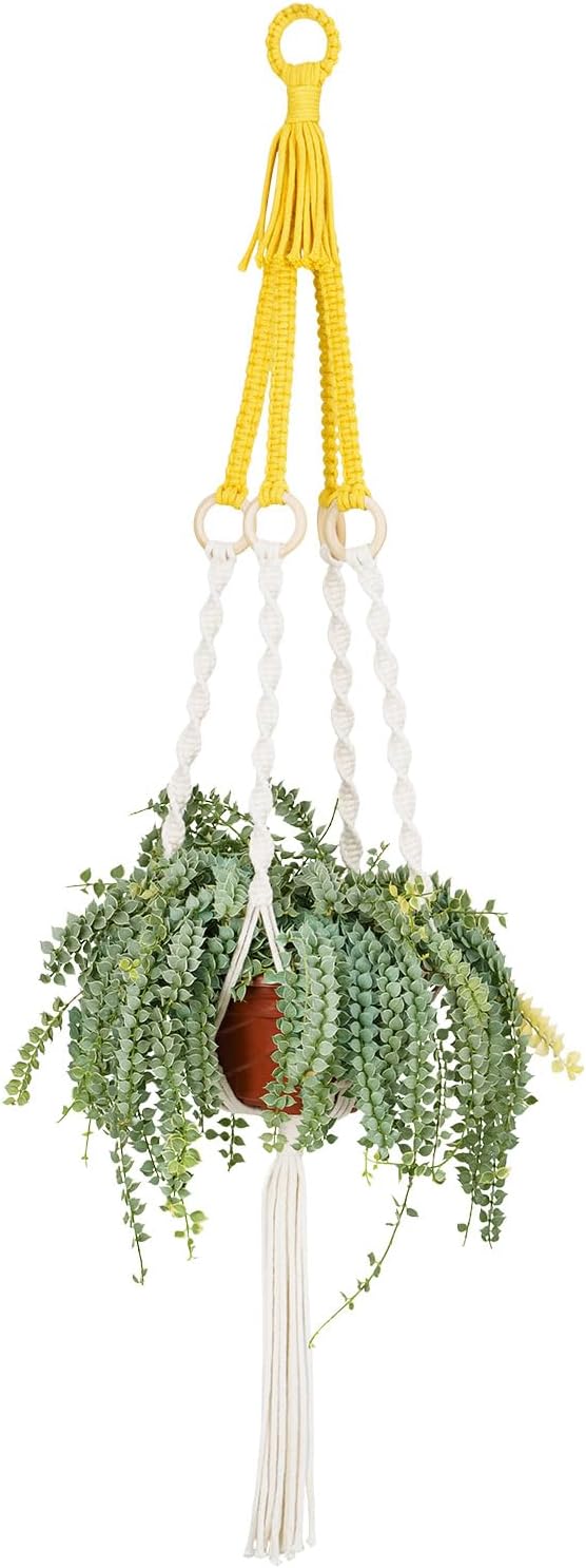 Large Macrame Plant Hangers Indoor & Outdoor Boho Two-Tone Colored Hanging by Unknown