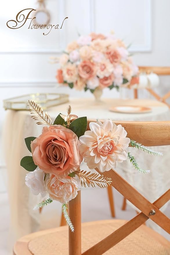 Artificial Flowers Set of 17 Silk Blooms with Stems in Nude