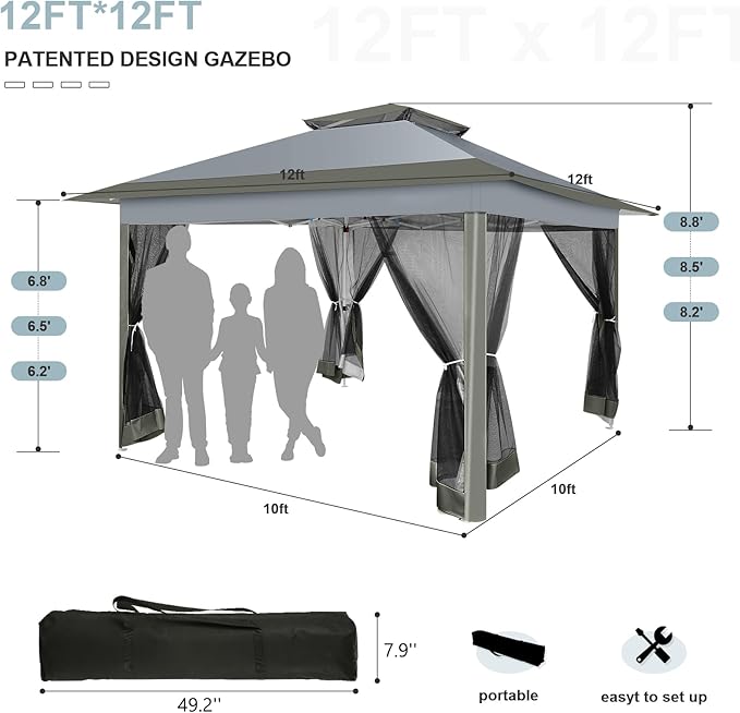 COBIZI 12x12 FT Pop up Gazebo on Clearance Outdoor pop up Canopy Tent, carpas - Image 7