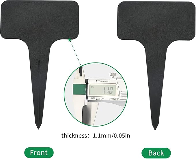 KINGLAKE 100 Pcs Waterproof Thick Plastic Black Plant Tags T Type Nursery - Image 3