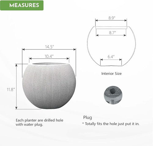 11.8" H X 14.5" D Round Plastic Planter - Image 2