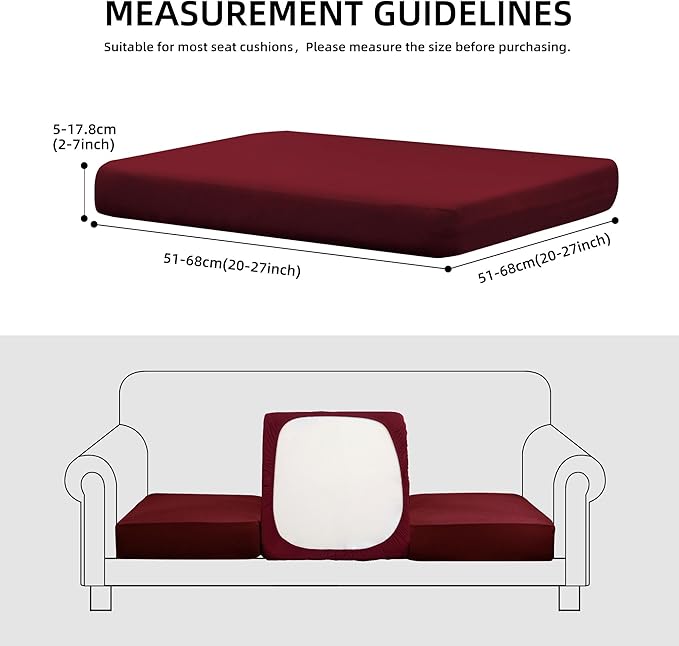 Sofa Covers, Stretch Outdoor Cushion Slipcovers, Wine Red, 14-Piece Set