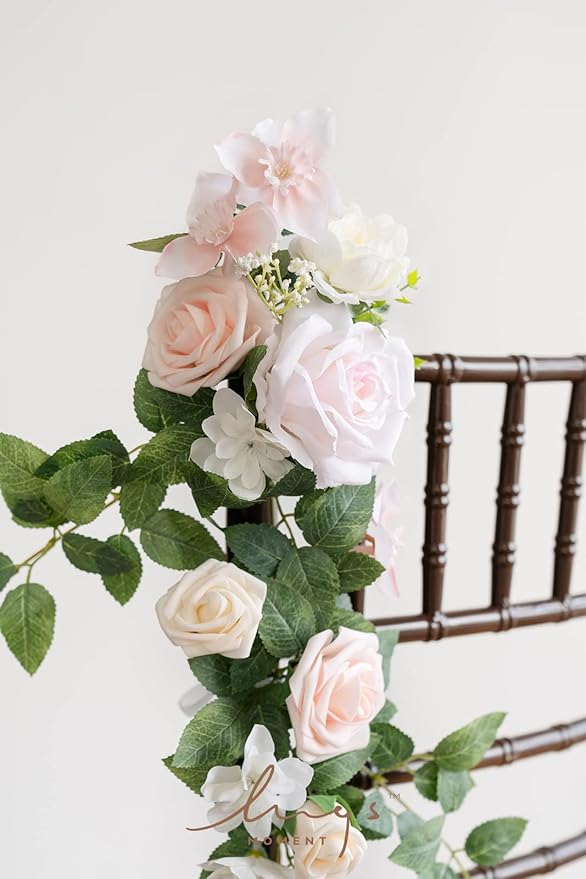 Artificial Flowers Wedding Chair Swags, 10 Pack, 30-Inch Blush