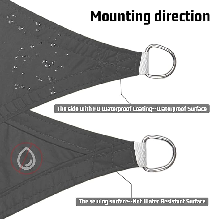 LOVE STORY Right Triangle 6'x7'x9.2' Waterproof Sun Shade Sail Canopy UV Block - Image 4