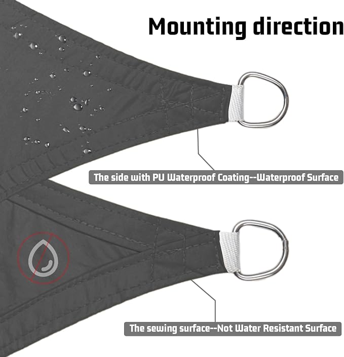 LOVE STORY Right Triangle 12'x14'x18.4' Waterproof Sun Shade Sail Canopy UV - Image 4