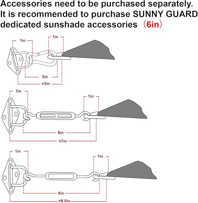 SUNNY GUARD Custom Size 6'x10'x11.7' Brown Sun Shade Sail Right Triangle UV - Image 3