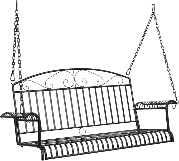 VINGLI Upgraded Metal Patio Porch Swing, 660 LBS Weight Capacity Steel Porch by VINGLI