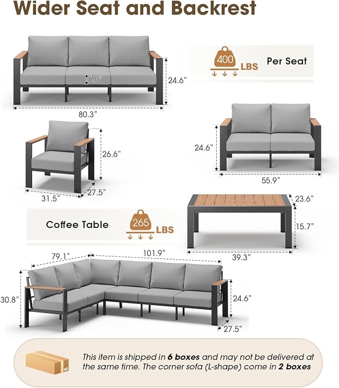 Aluminum Outdoor Patio Furniture Loveseat, All Weather Patio Conversation Sets - Image 3