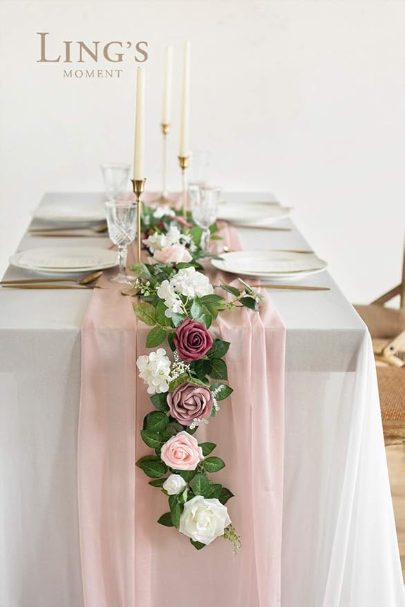 Artificial Rose Garland 5 Ft Dusty Rose Foam Silk Flowers Vine