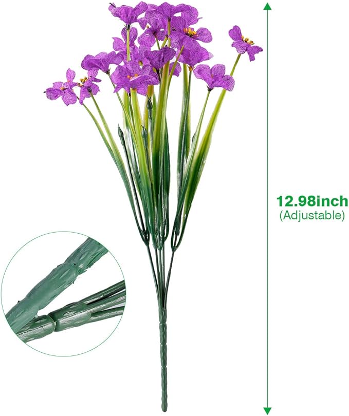 Artificial Plants Greenery, 30 Bundles Purple UV Resistant Outdoor Flowers