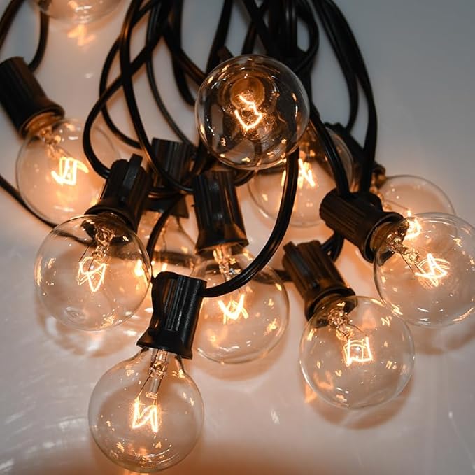 String Lights, 100 ft Waterproof Outdoor with 105 G40 Clear Bulbs