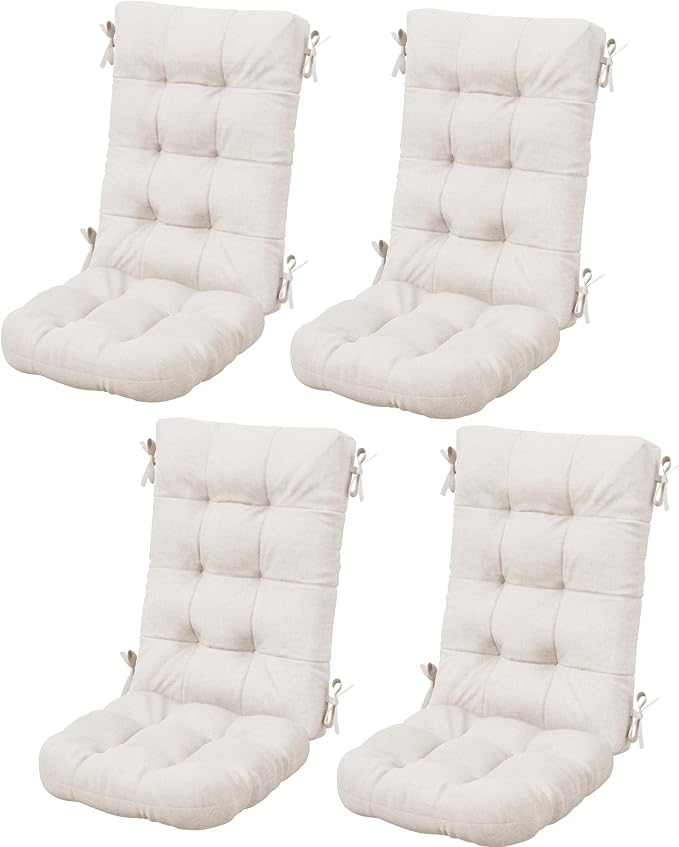 SERWALL HDPE Outdoor Rocking Chair Cushion Set of 4, Memory Foam Cushion Beige by SERWALL