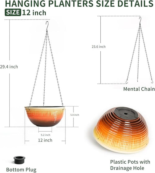 12 inch Large Hanging Planters for Indoor Outdoor Plants, Hanging Baskets for - Image 2