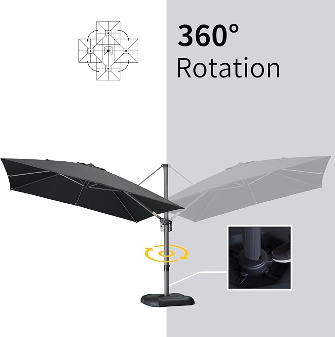 PURPLE LEAF 9' X 11.5' Patio Umbrella Outdoor Cantilever Rectangle Umbrella - Image 6