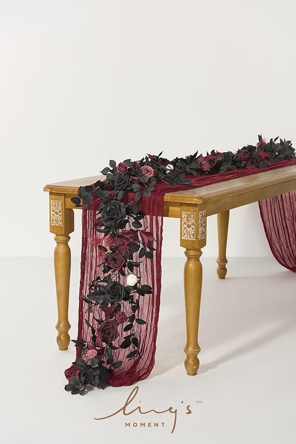 Artificial Flower Garland 5 Ft Foam Rose Vine in Burgundy and Dusty Rose