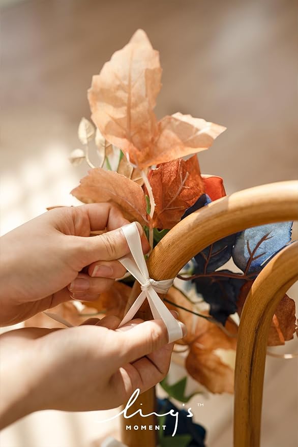 Artificial Wedding Aisle Flower Swags, 10 Pieces, Russet Orange and Denim Blue
