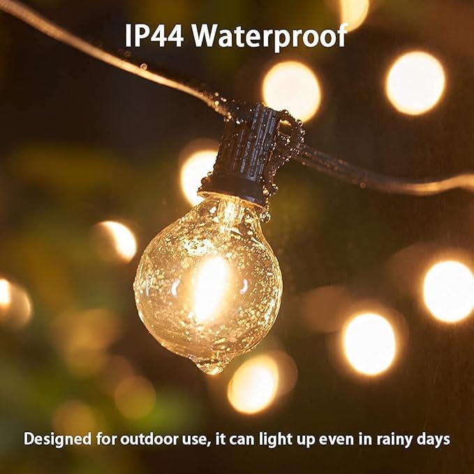 String Lights, 50 ft Clear Globe LED Patio Lights in Warm White