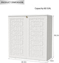 Deck Box, 60 Gallon Off White Resin Outdoor Storage Cabinet with Shelf
