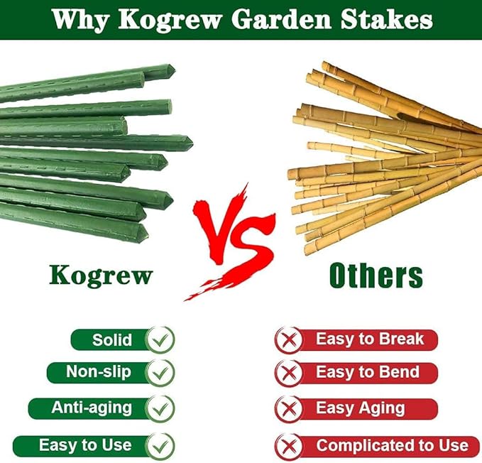 6Ft 72inch Garden Stakes Sturdy Plant Sticks Support Tomato Stakes - Image 4