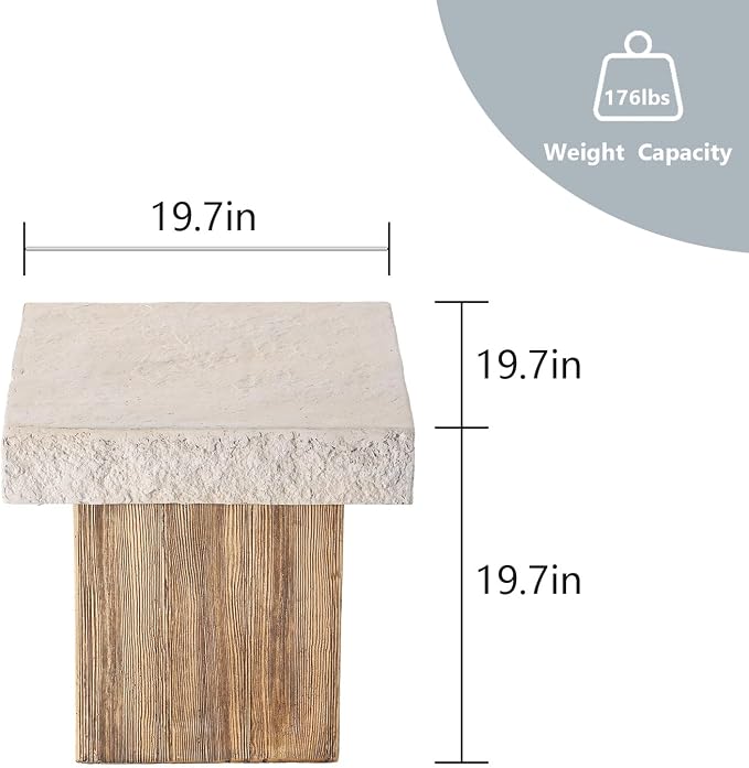 COSIEST Outdoor Medium Side Table, Patio Coffee Table, 19.7 inches Square MgO - Image 3
