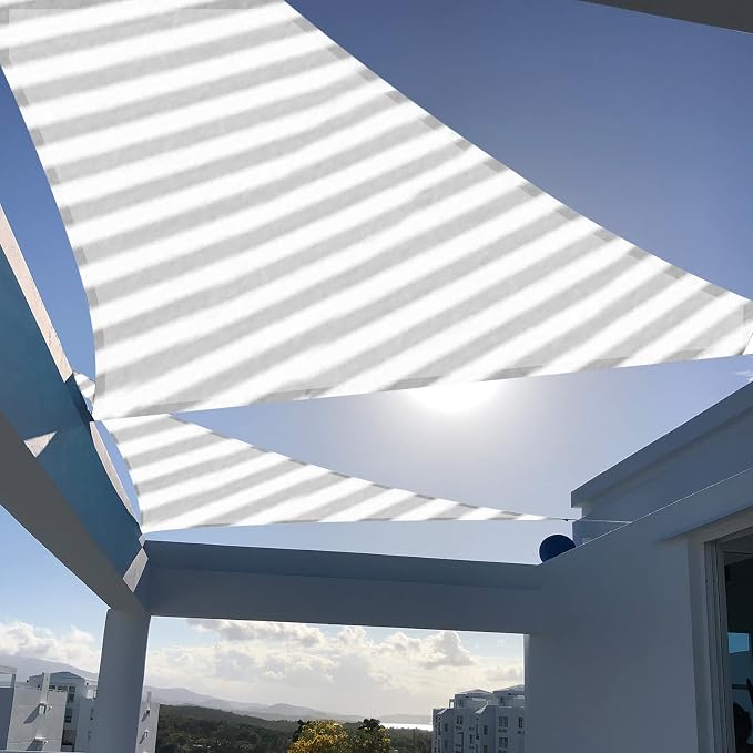 SUNNY GUARD Sun Shade Sail 16'x16'x16' Triangle Grey-White UV Block Sunshade by SUNNYGUARD