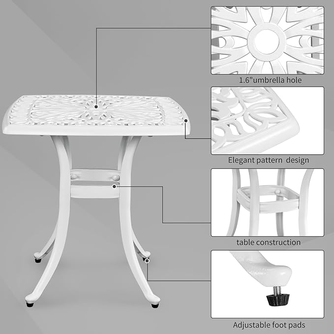 VINGLI 21” Cast Aluminum Outdoor Side Table - Image 5