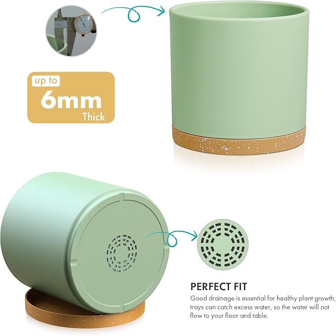 8 Inch Medium Flower Pots for Indoor Outdoor Plants, Cylinder Deep Plant Pots - Image 3