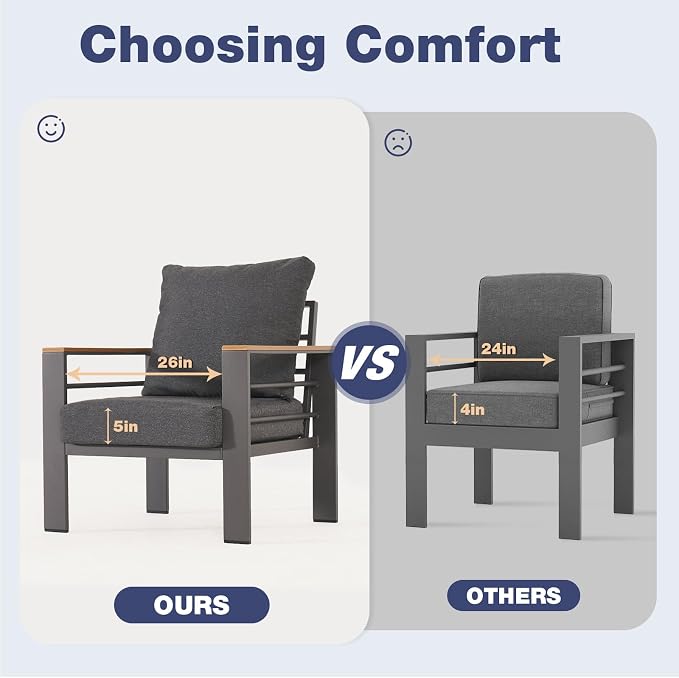 Aoxun Aluminum Patio Furniture Set 2 Seats, Oversized Outdoor Sectional - Image 2
