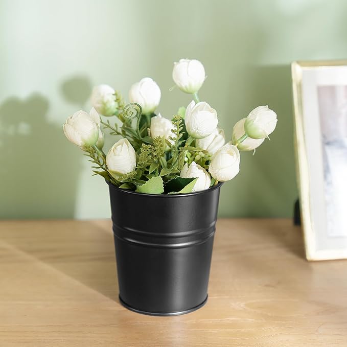 Dahey 5 Pcs Hanging Flower Pots 4 Inches Metal Iron Bucket Outdoor Planter - Image 6