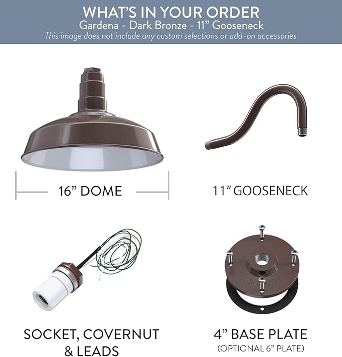 Wall Light, 16-Inch Dome Outdoor Barn Fixture, Dark Bronze