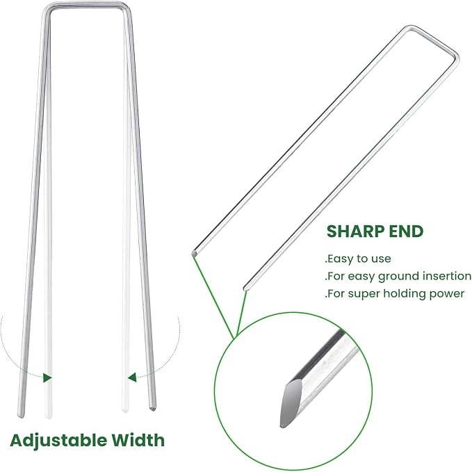 6 Inches Galvanized Garden Staples, Metal Tent StakeHeavy Duty U-Shaped Pins - Image 3