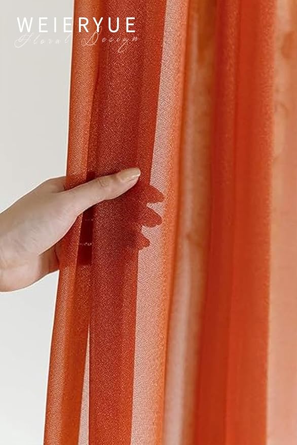 Artificial Flowers Wedding Arch Swag Kit, Burnt Orange, with Chiffon Drape