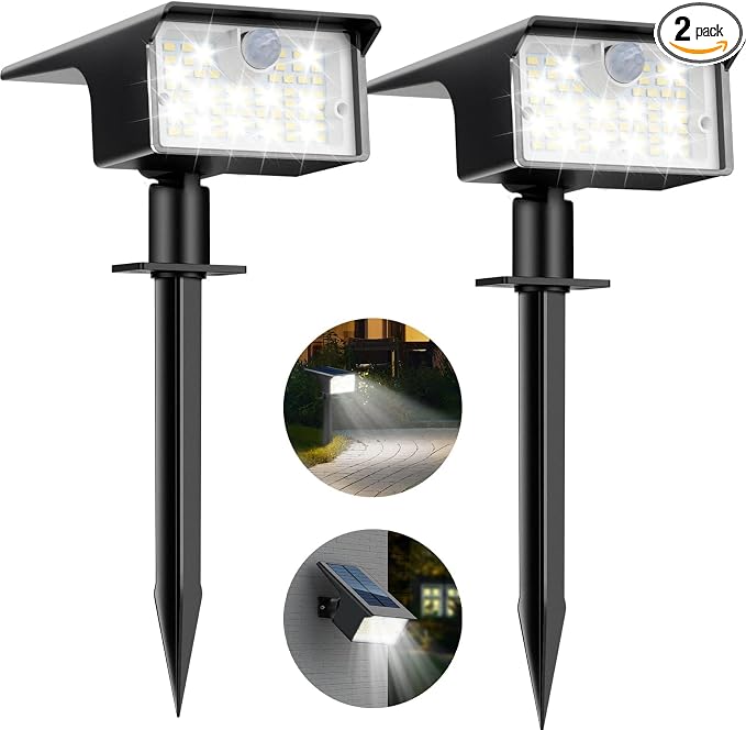 Nipify Solar Spot Lights Outdoor Motion Sensor, 3 Modes Solar Landscape by Nipify