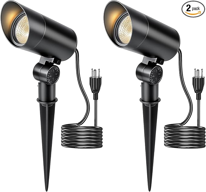 HIBOITEC 2 Pack 30W Outdoor LED Spot Lights 120V Plug in Flag Pole Light 3000LM by HIBOITEC