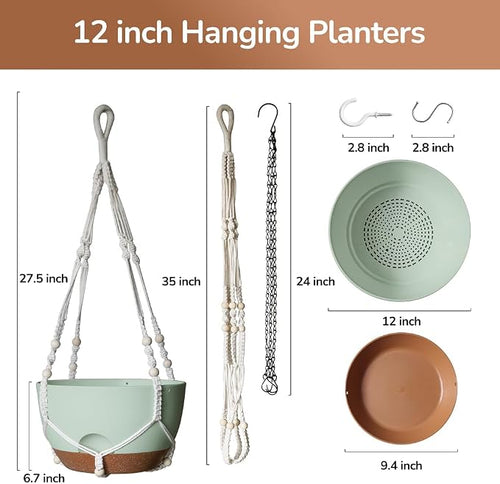 12 Inch Hanging Baskets for Plants Outdoor, Hanging Planters for Indoor Outdoor - Image 2