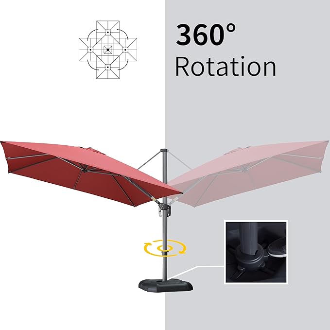 PURPLE LEAF 9' X 11.5' Patio Umbrella Outdoor Cantilever Rectangle Umbrella - Image 6