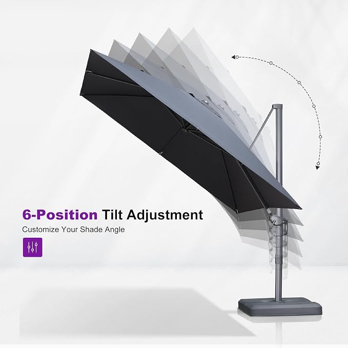 PURPLE LEAF Patio Umbrella 8' X 8' Rectangle Cantilever Umbrella Large Aluminum - Image 6