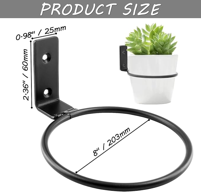 6 Pack 8 inch Flower Pot Holder Ring, Flower Pot Holder Ring Wall Mounted Set - Image 5