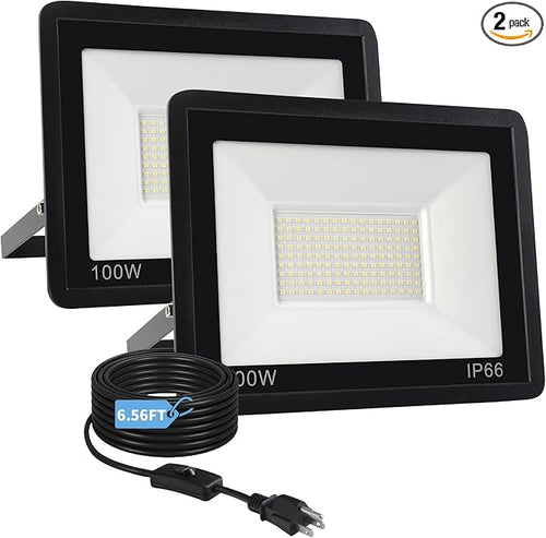 100W Flood Lights Outdoor, 12000LM Bright LED Work Light, IP66 Waterproof by Unknown