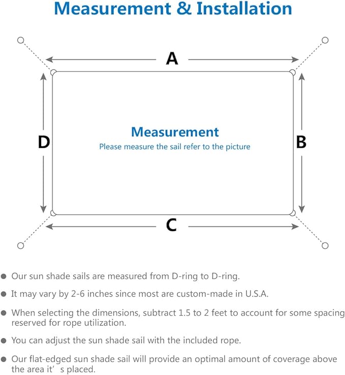 Eden's Decor Straight Flat-Edged Sun Shade Sail Rectangular 11' x 17' Beige - Image 3