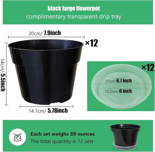 12 Pack Plant Pots, 8 Inch Plant Planter - Image 2