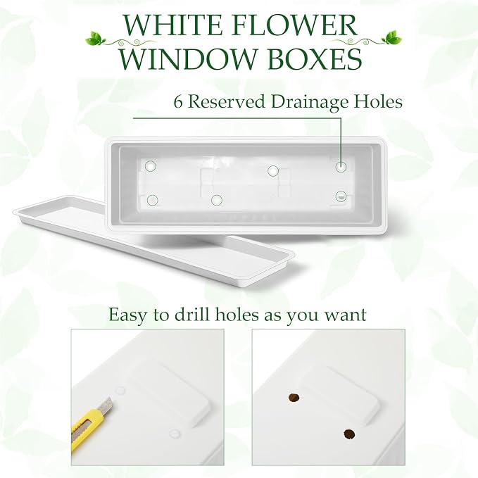 6 Packs 23 Inch Window Flower Box Extra Large Window Sill Herb Garden Long - Image 5