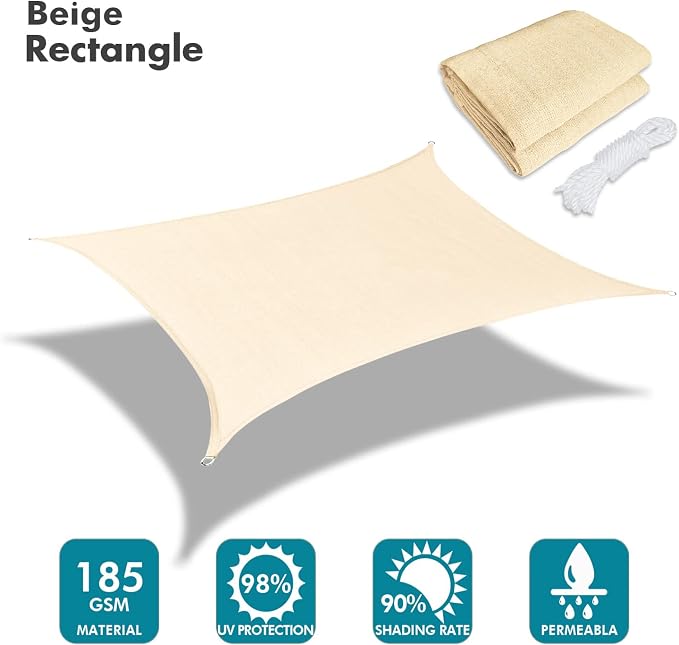 KANAGAWA 22'X22' Cream Custom Size Sun Shade Sail Square UV Block Canopy Cover - Image 2